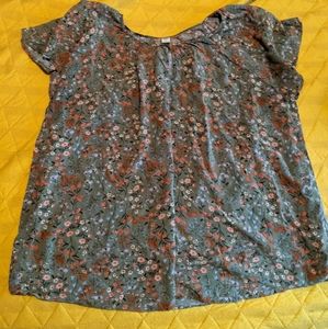 Old Navy // green floral blouse